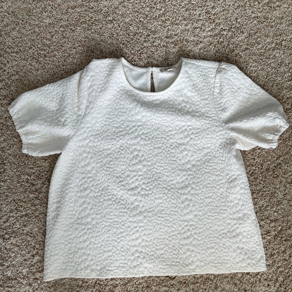 Loft Outlet Ivory Balloon Sleeve Spring Summer Blouse XL